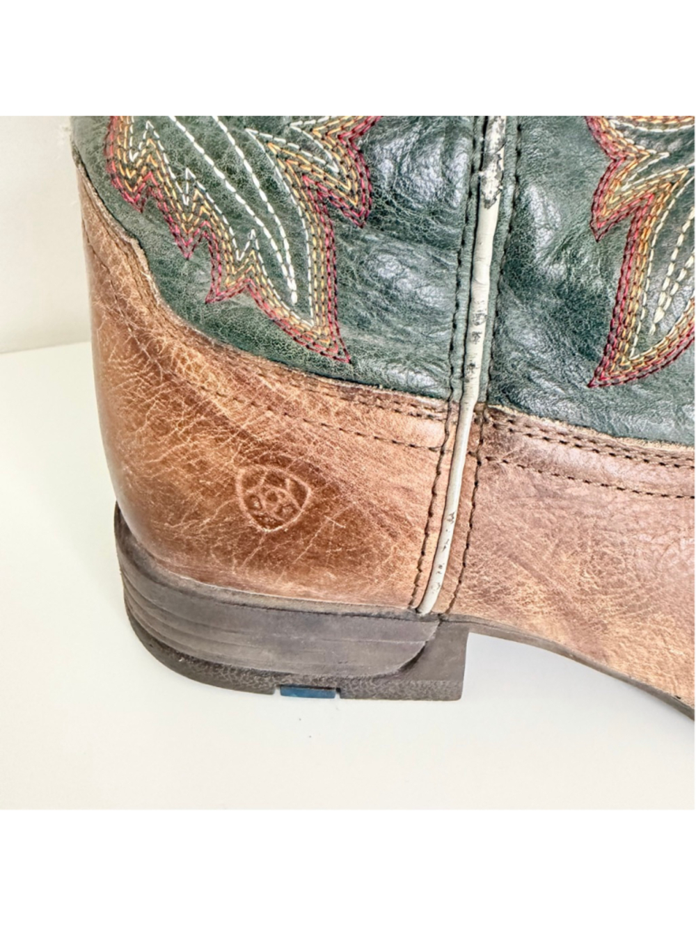 Ariat Kids Wilder Western Boot Youth Size 5 Brown Teal Embroidered Cowboy Rodeo - Picture 4 of 13